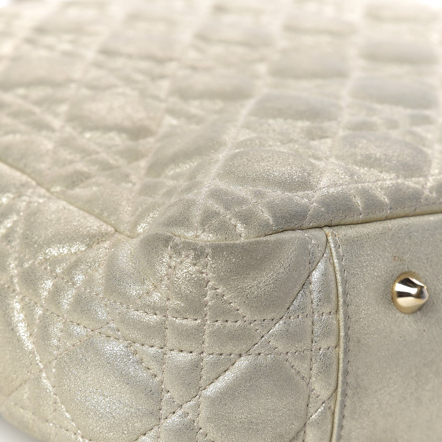 Metallic Lambskin Cannage Dior Soft Shopping Tote Gold