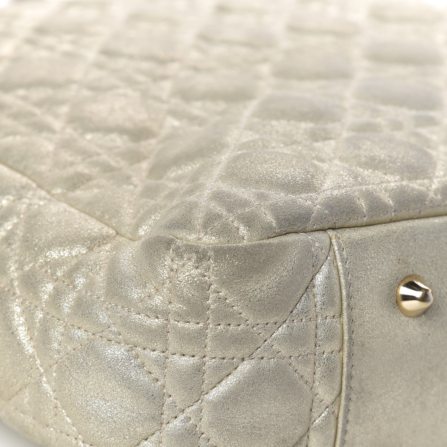Christian Dior Metallic Lambskin Cannage Dior Soft Shopping Tote Gold 26 of 31