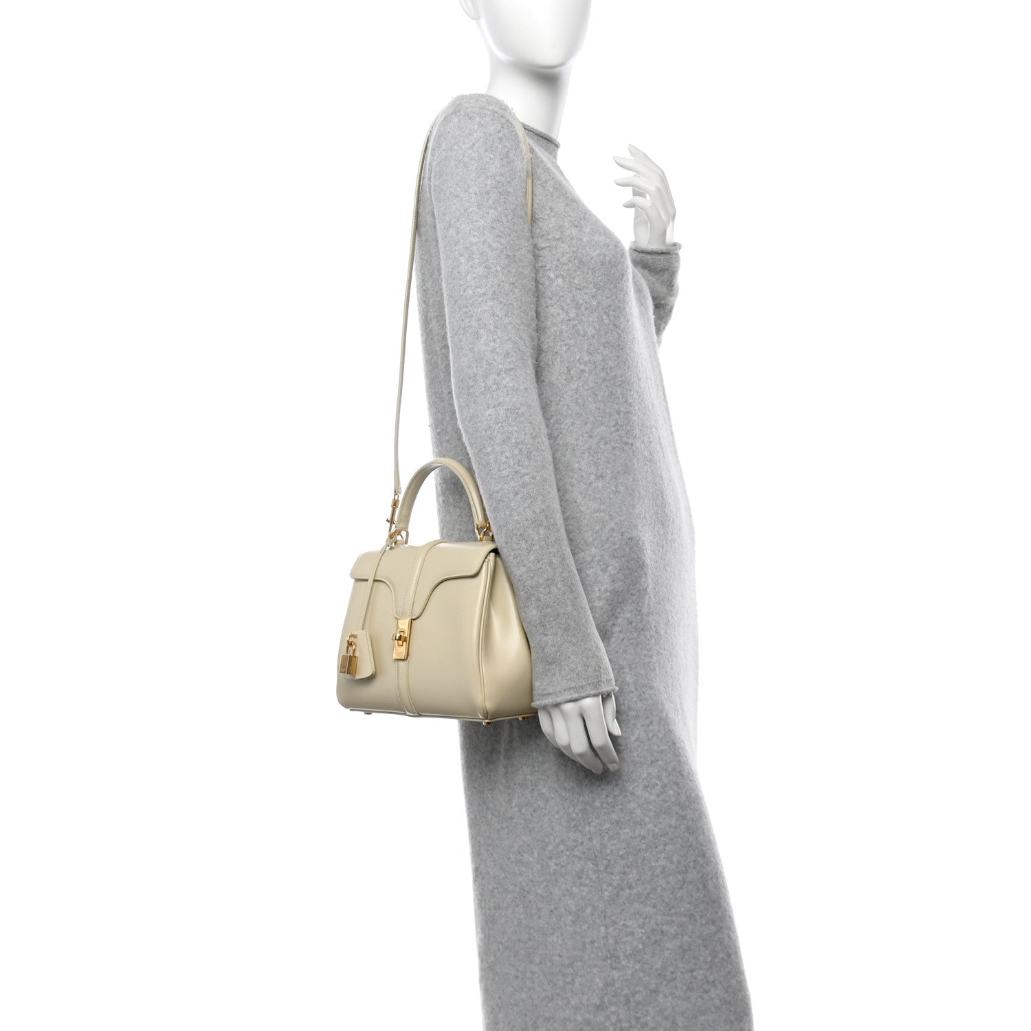 Celine Satinated Calfskin Small 16 Top Handle Bag Beige 3 of 25