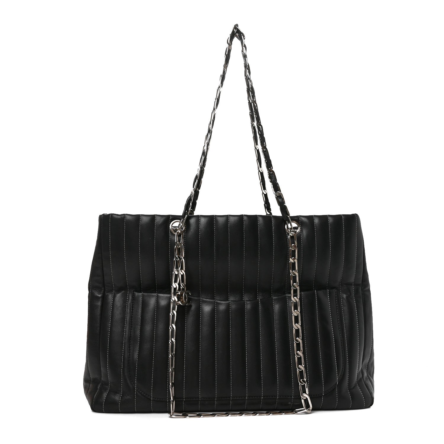 Chanel Lambskin Vertical Quilted Large Mademoiselle Tote Black 1 of 11