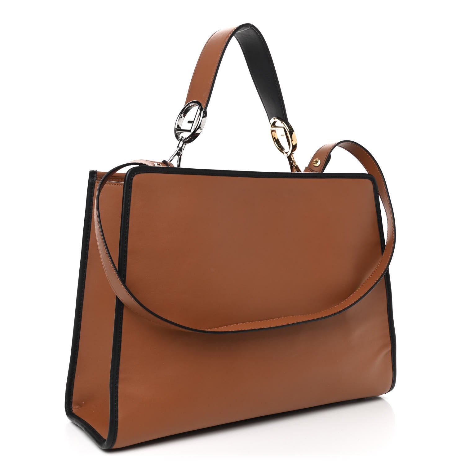 Fendi Vitello Century Opaco F is Fendi Bi-Color Regular Runaway Satchel Corteccia Black 2 of 4