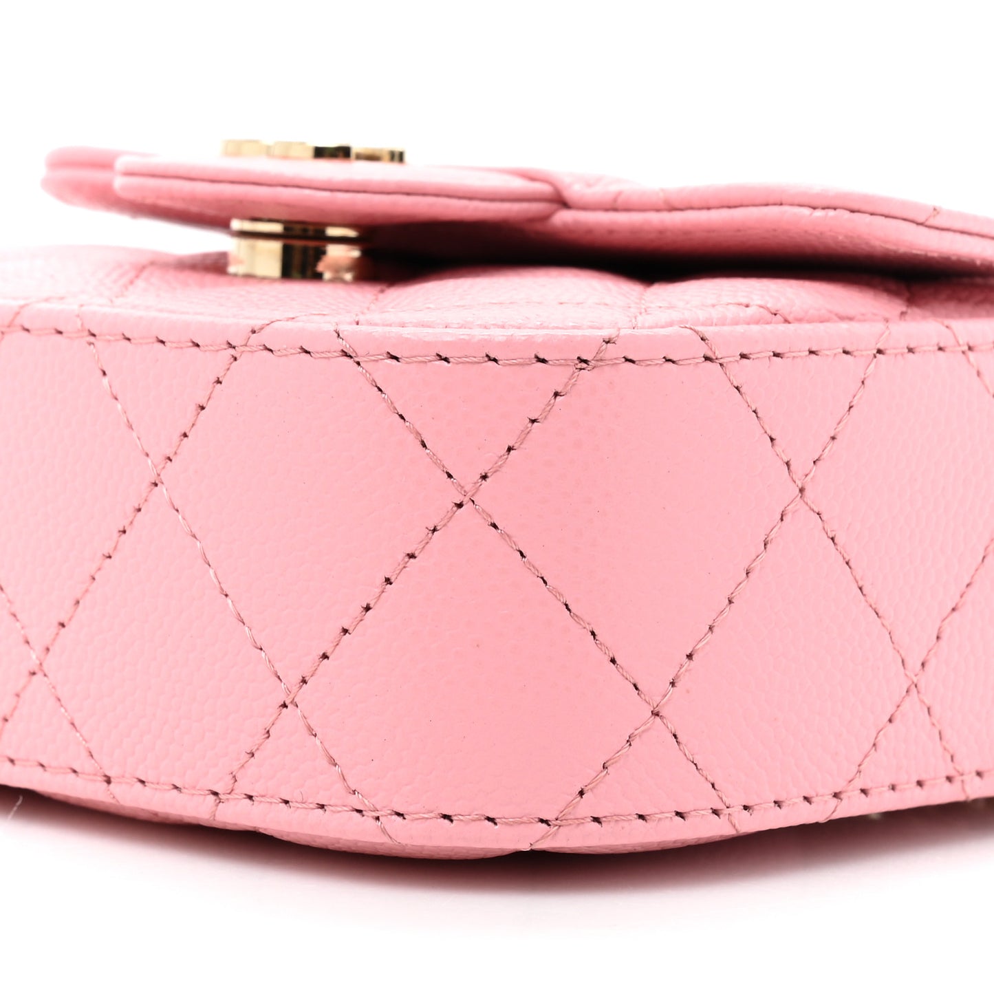 Caviar Quilted Mini Clutch With Chain Pink