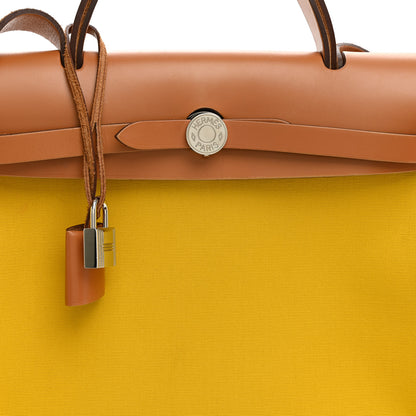 Hermes Vache Hunter Toile Officier Herbag Zip PM 31 PM Natural Jaune De Naples 9 of 12