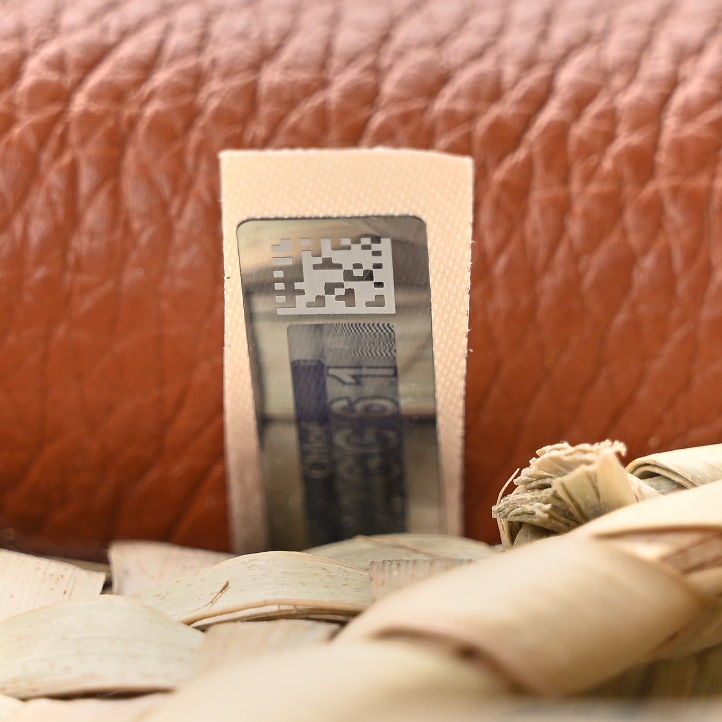 Raffia Small Grain Calfskin Small Marcie Basket Crossbody Tan