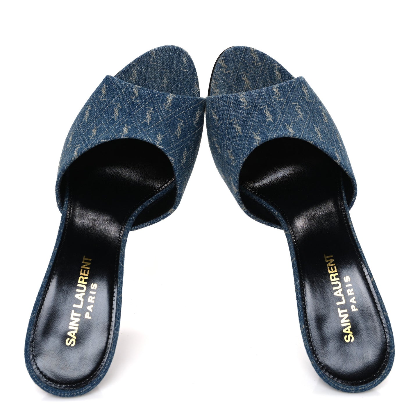 Denim Monogram La 16 Mule Sandals 38 Blue Jeans