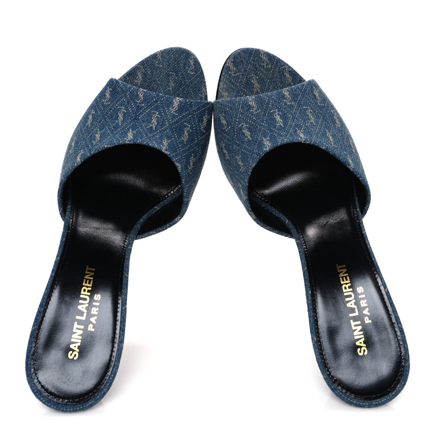 Saint Laurent Denim Monogram La 16 Mule Sandals 38 Blue Jeans 2 of 11