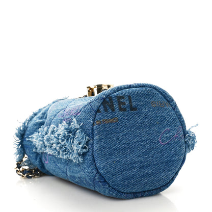 Chanel Denim Quilted Mood Mini Bucket With Chain Blue Multicolor 4 of 11