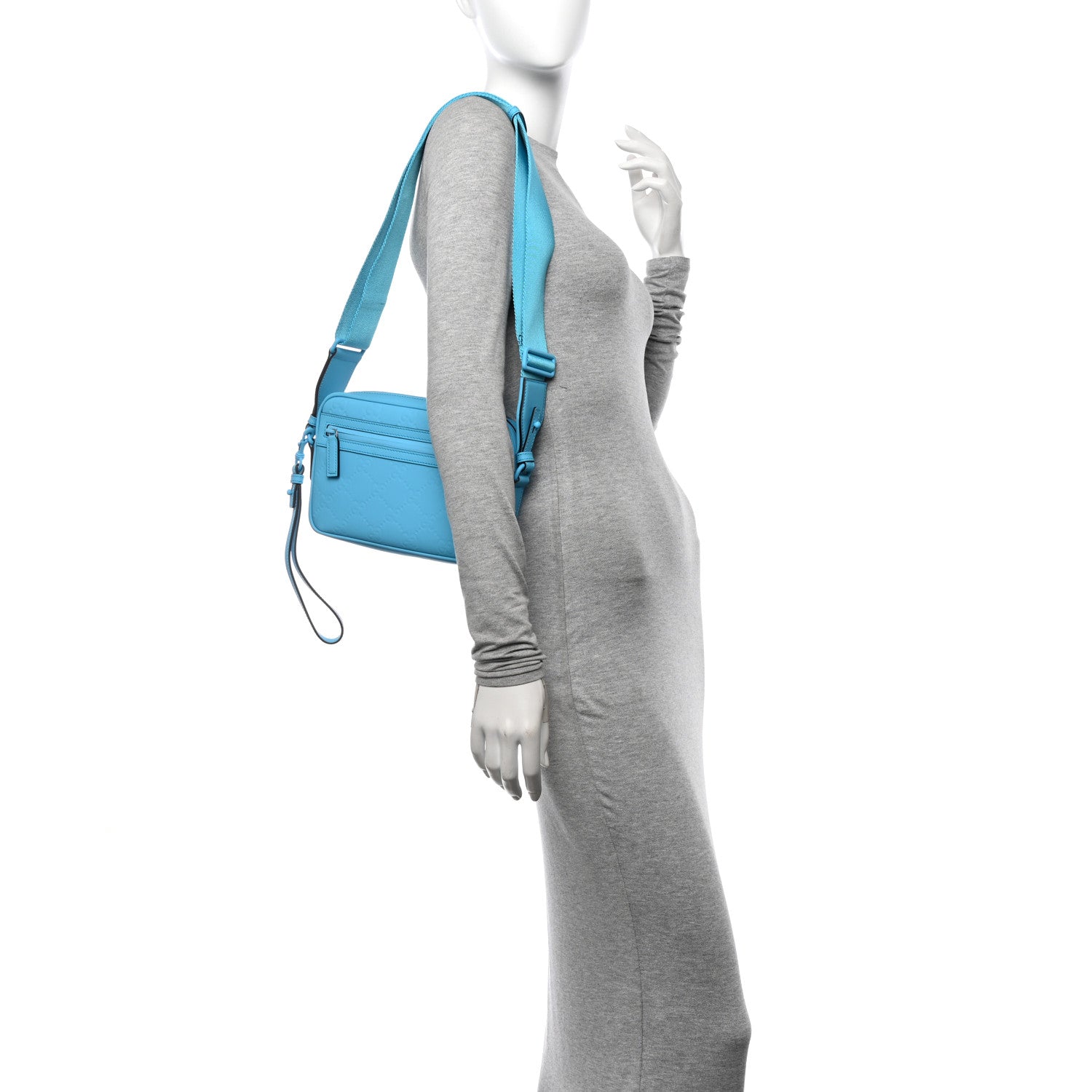 Gucci Rubber Effect Monogram GG Crossbody Bag Bright Blue 2 of 11