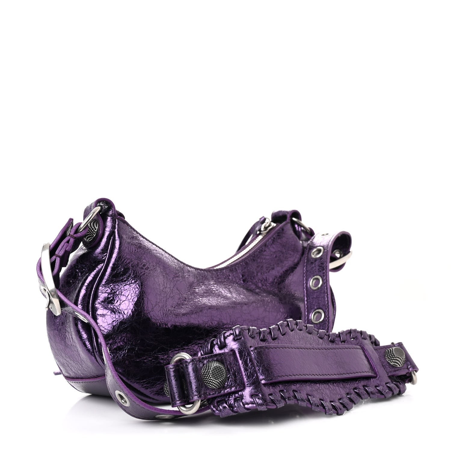 Balenciaga Metallic Agneau Arena Le Cagole Shoulder Bag XS Met Mauve 4 of 12