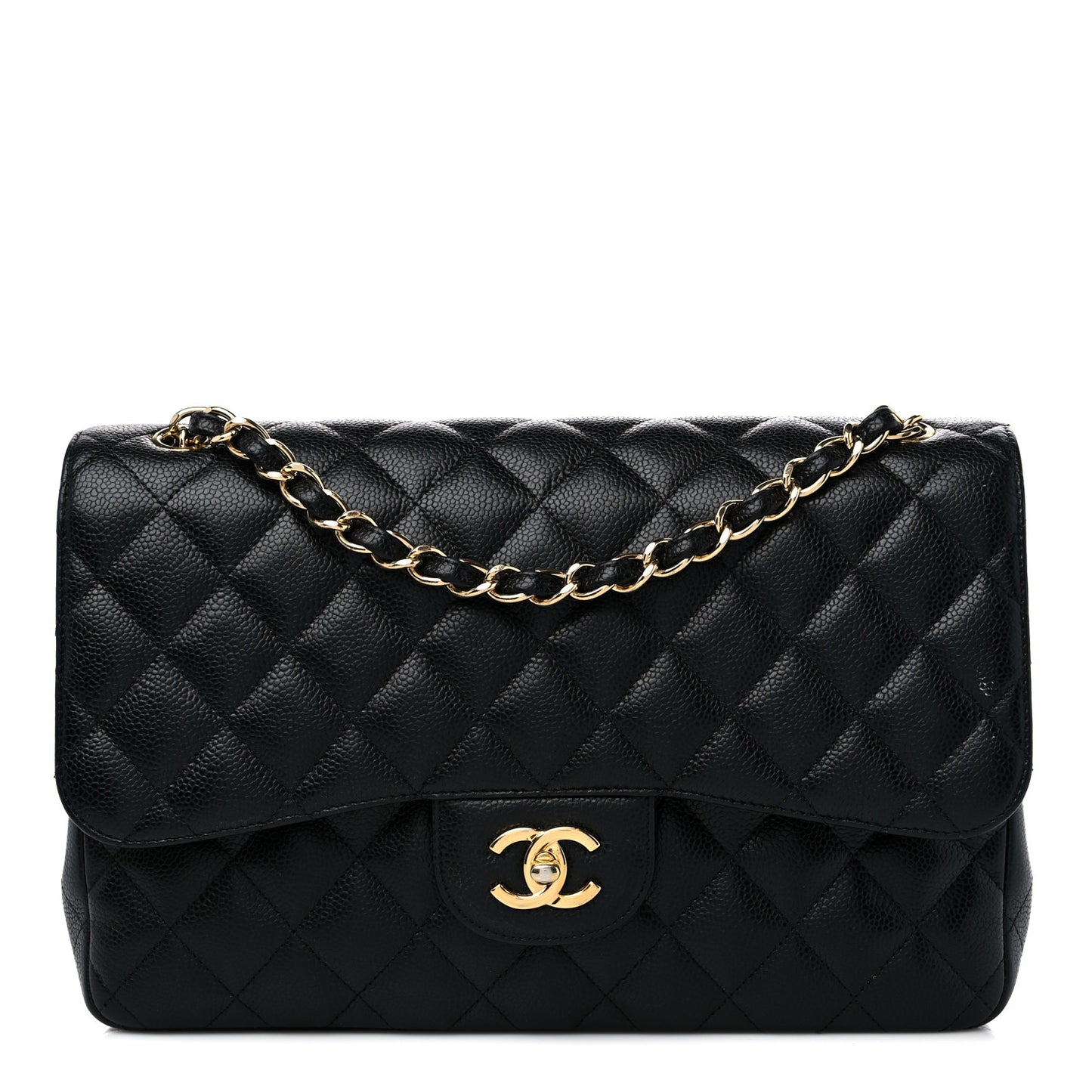 Caviar Quilted Jumbo Double Flap Black
