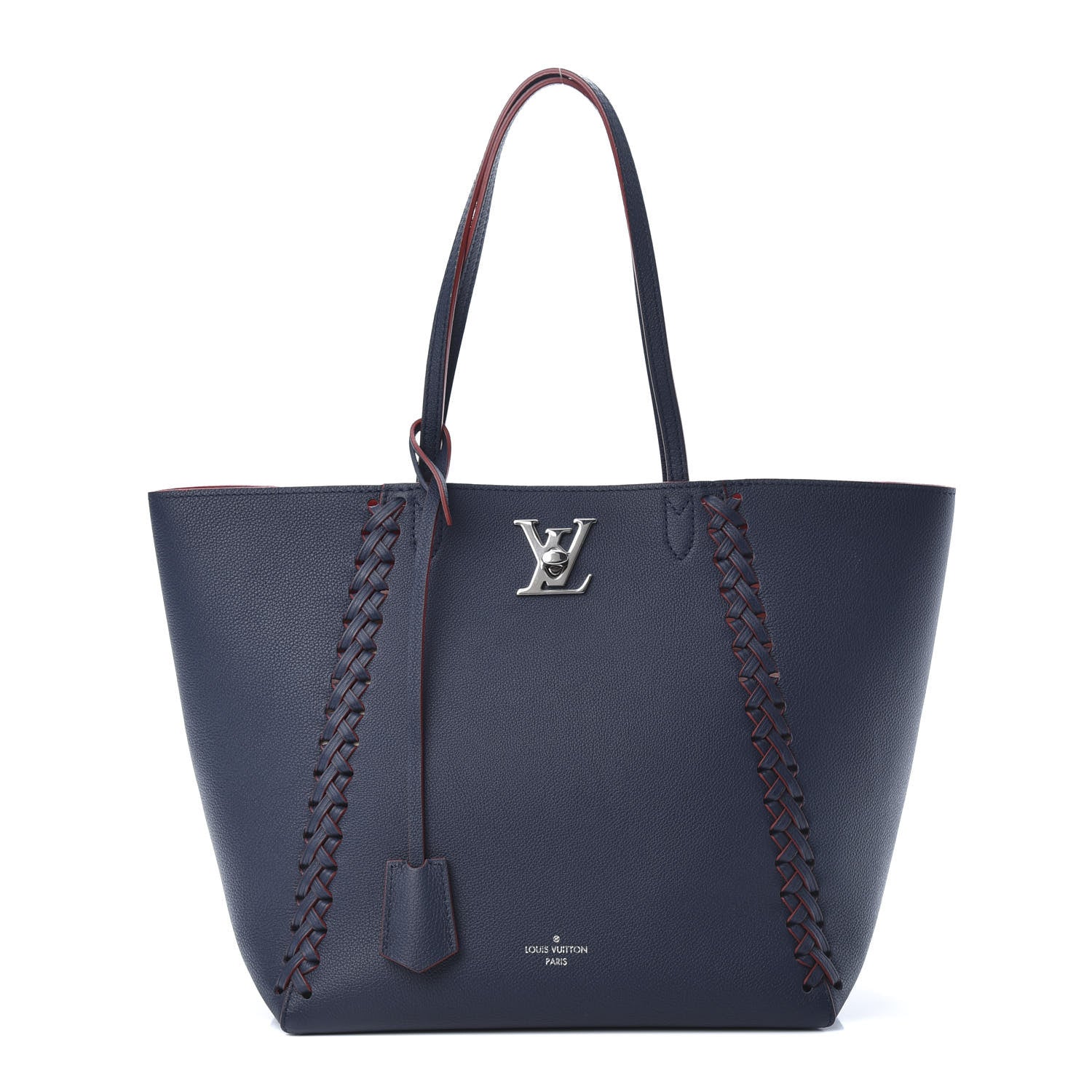 Louis Vuitton Calfskin Braided Lockme Cabas Marine Rouge 1 of 12