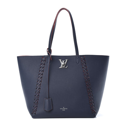 Louis Vuitton Calfskin Braided Lockme Cabas Marine Rouge 1 of 12