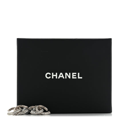 Chanel Baguette Crystal Quilted CC Drop Earrings Silver 5 of 5