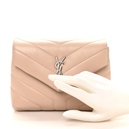 Saint Laurent Calfskin Y Quilted Monogram Toy Loulou Crossbody Bag Nude Powder 2 of 10
