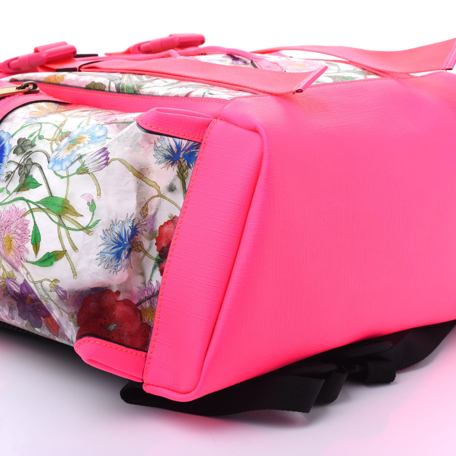 Gucci PVC Floral Double Buckle Backpack Fuchsia 5 of 9