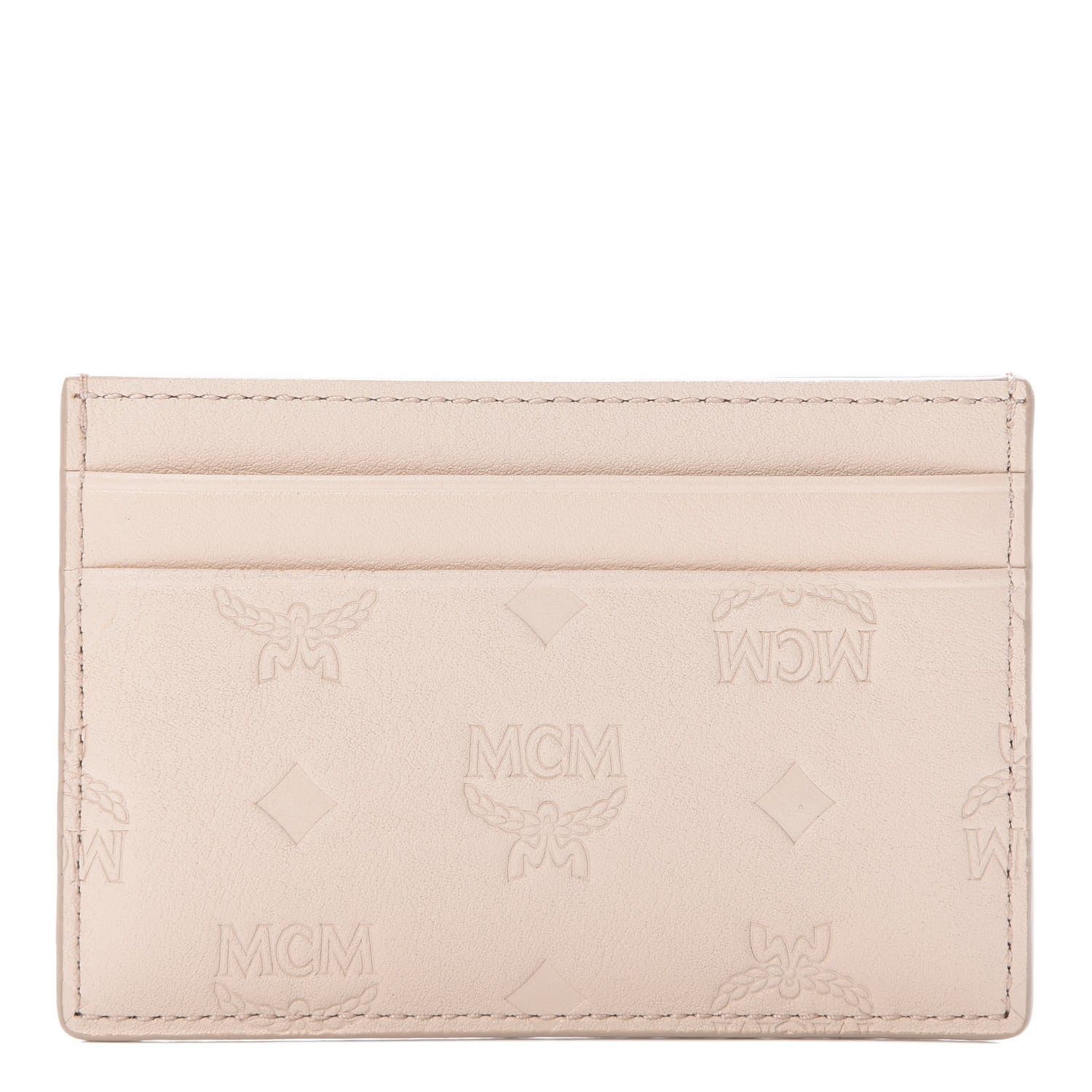 MCM Calfskin Ottomar Monogram Mini Card Case Bisque 1 of 7