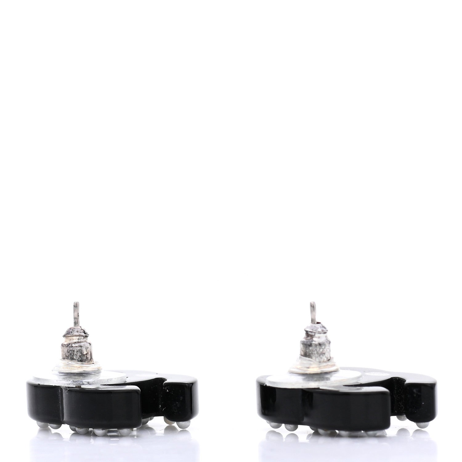 Chanel Crystal Resin CC Earrings Black 3 of 5