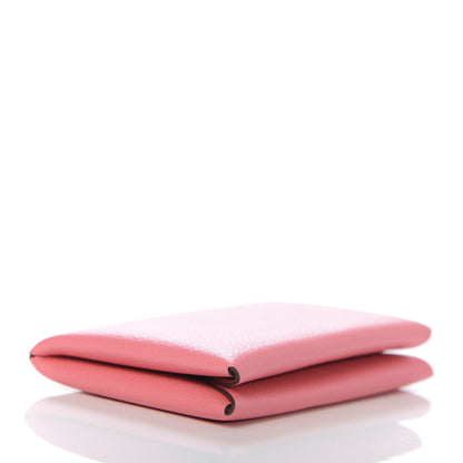 Hermes Evercolor Calvi Card Case Rose Azalee 4 of 8