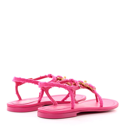 Chanel Cashmere Tweed CC Logo Thong Sandals 40 Fuchsia 4 of 8