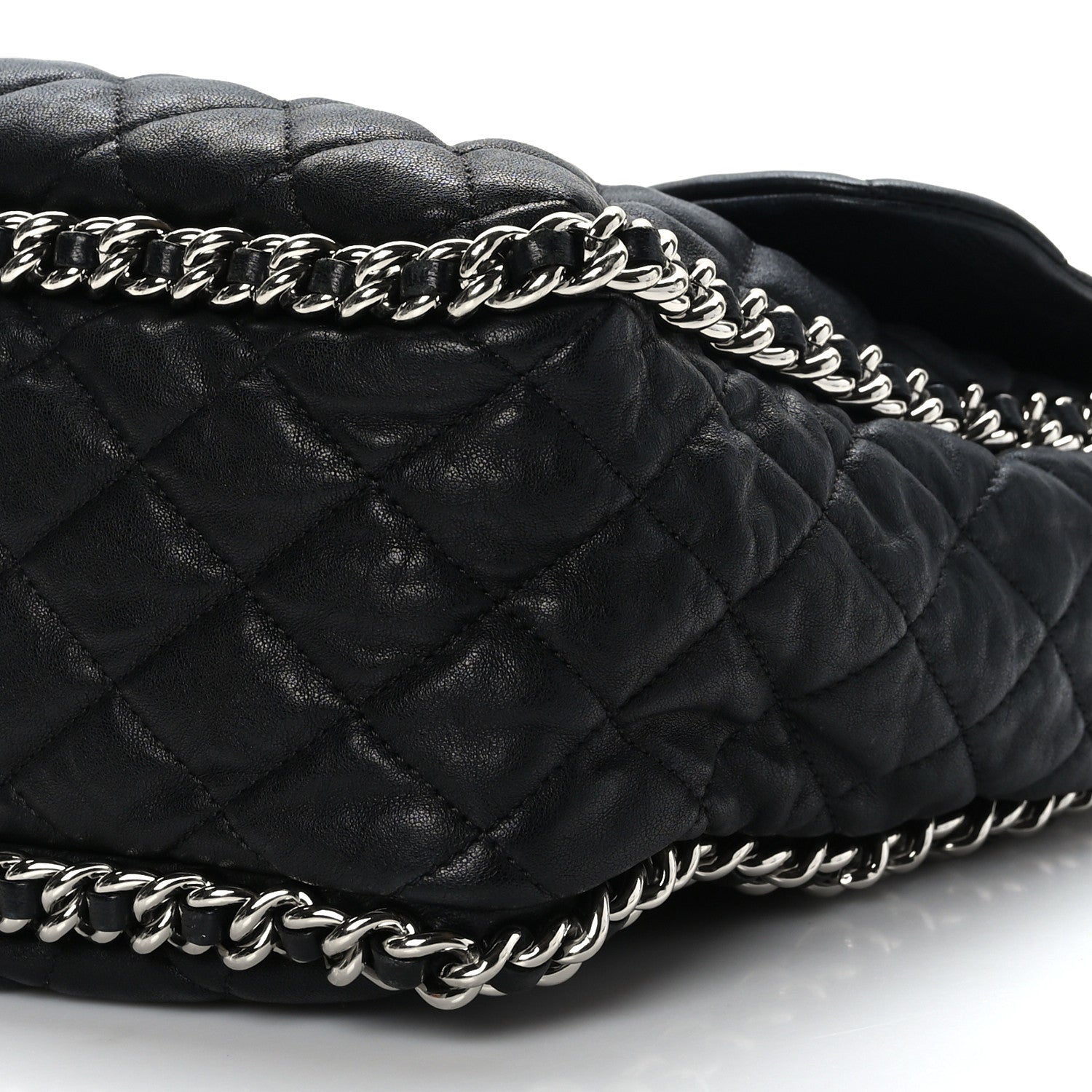 Chanel Washed Lambskin Quilted Maxi Chain Around Flap Black 9 of 9