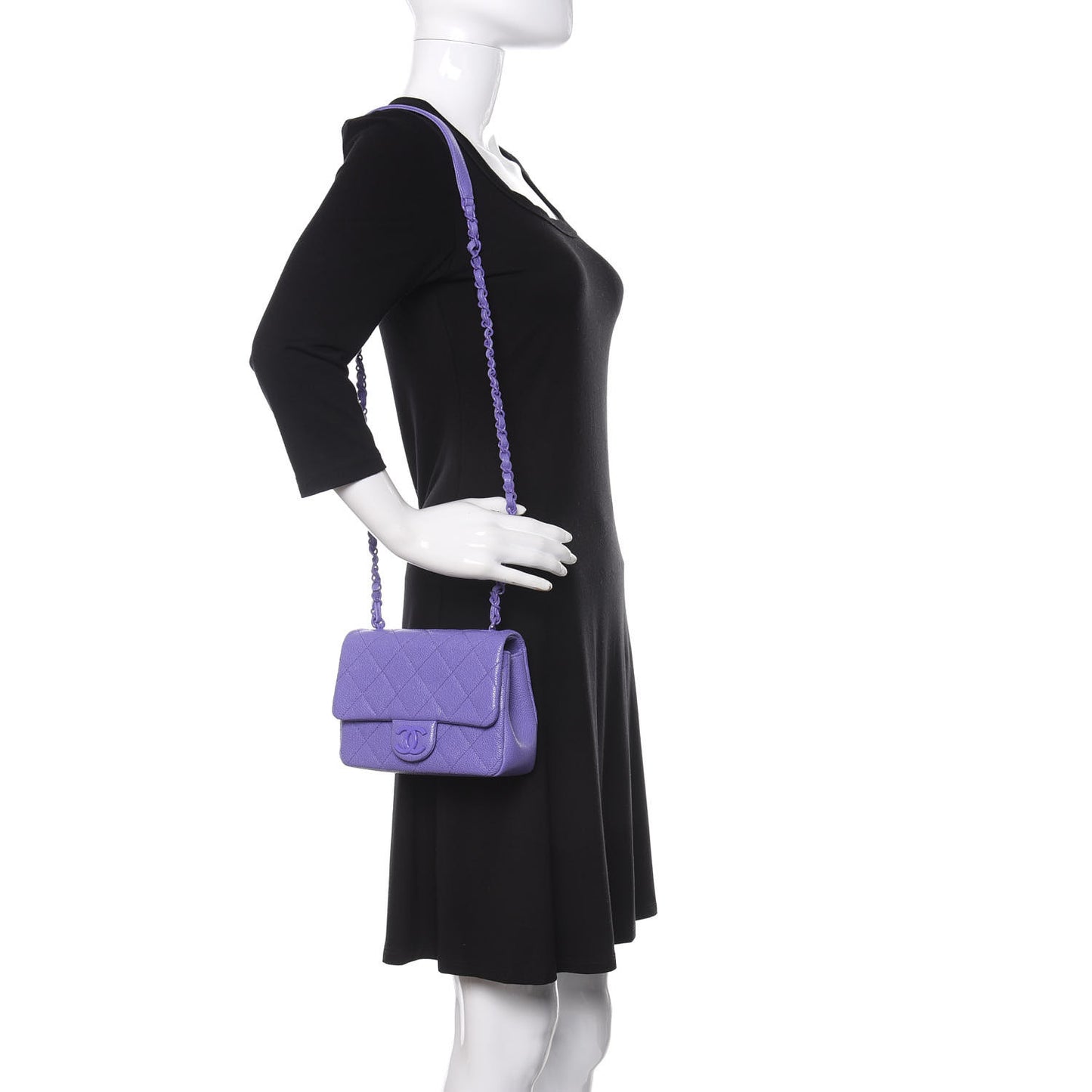 Caviar Quilted Incognito Mini Square Flap Purple