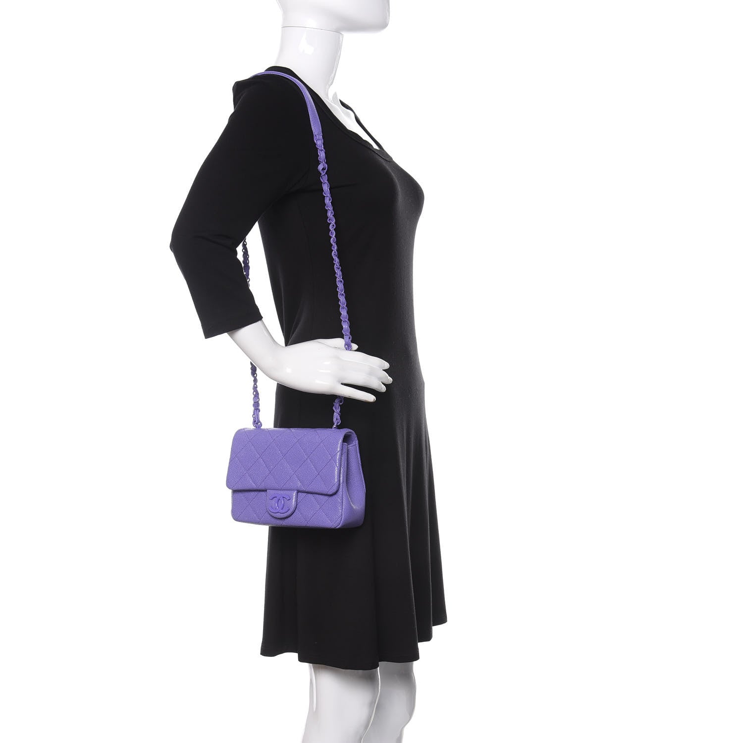 Chanel Caviar Quilted Incognito Mini Square Flap Purple 2 of 9