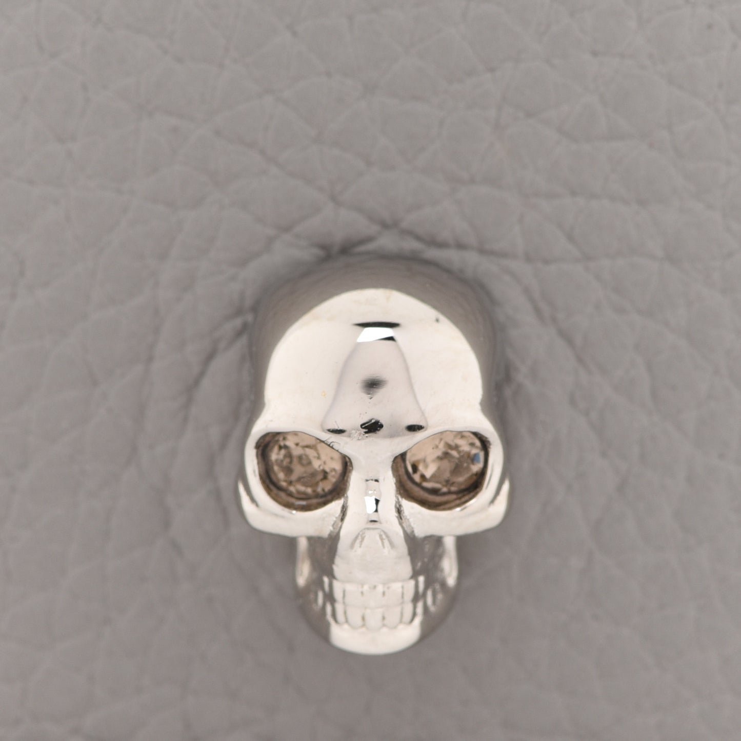 Calfskin Skull Card Holder Grey