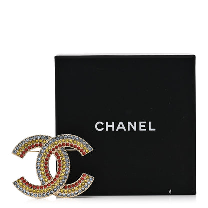Chanel Metal Crystal CC Brooch Yellow Red Blue 4 of 4