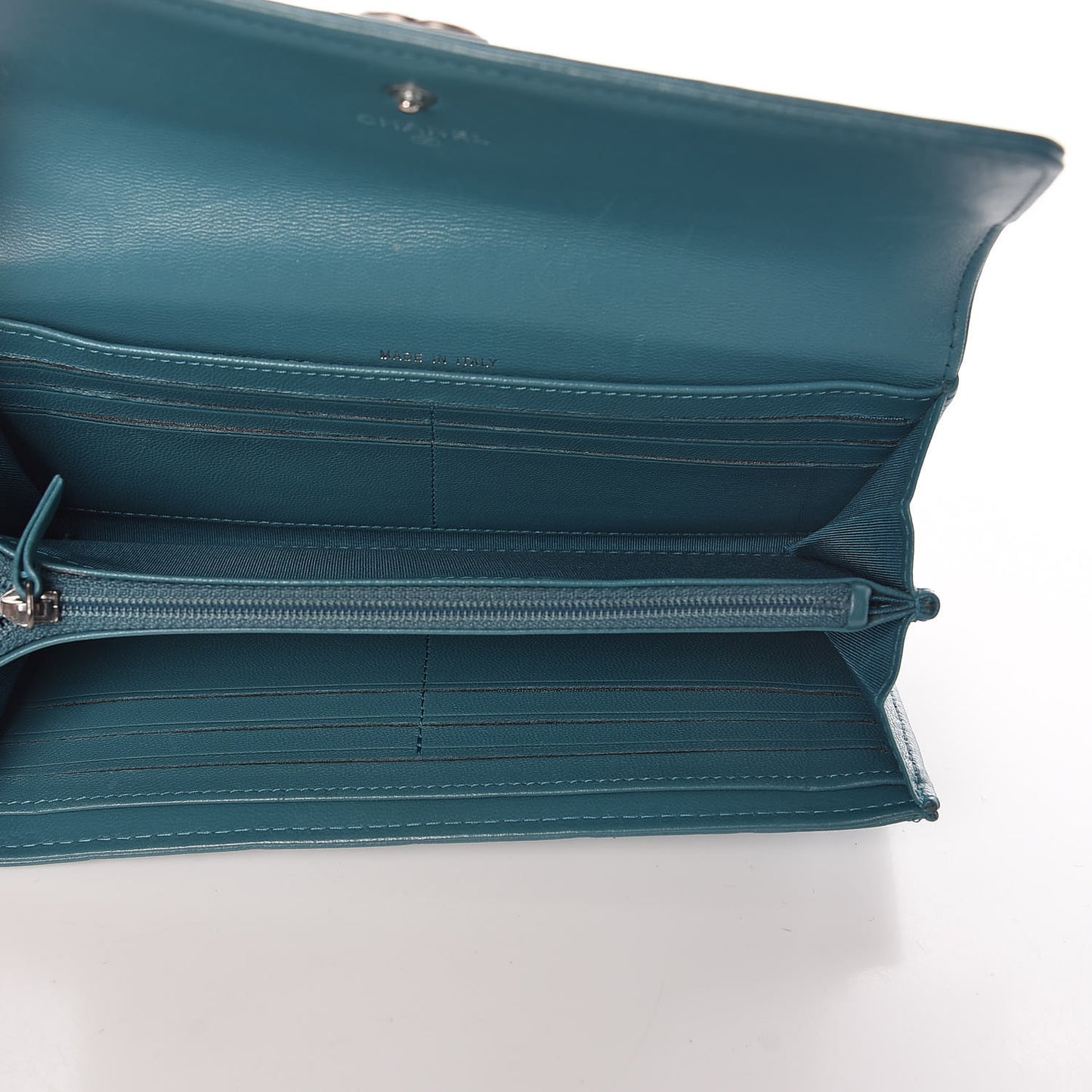 Lambskin Quilted Boy Flap Wallet Turquoise
