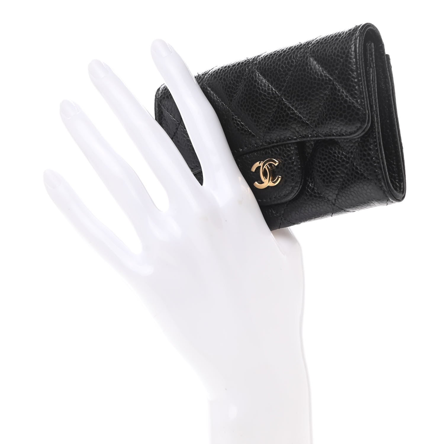 Chanel Caviar Quilted Flap Card Holder Wallet Black 2 of 9