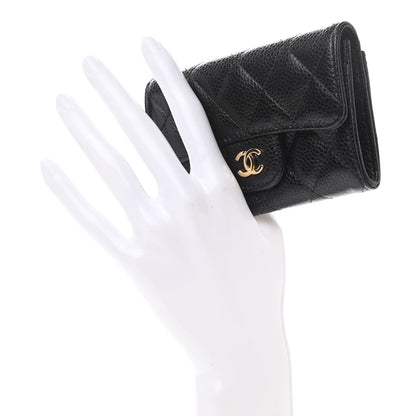 Chanel Caviar Quilted Flap Card Holder Wallet Black 2 of 9