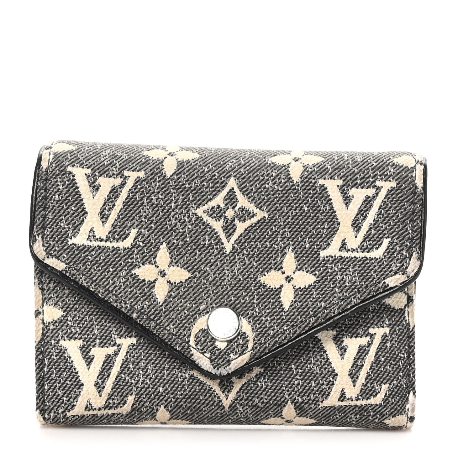 Denim Monogram Jacquard Victorine Wallet Grey