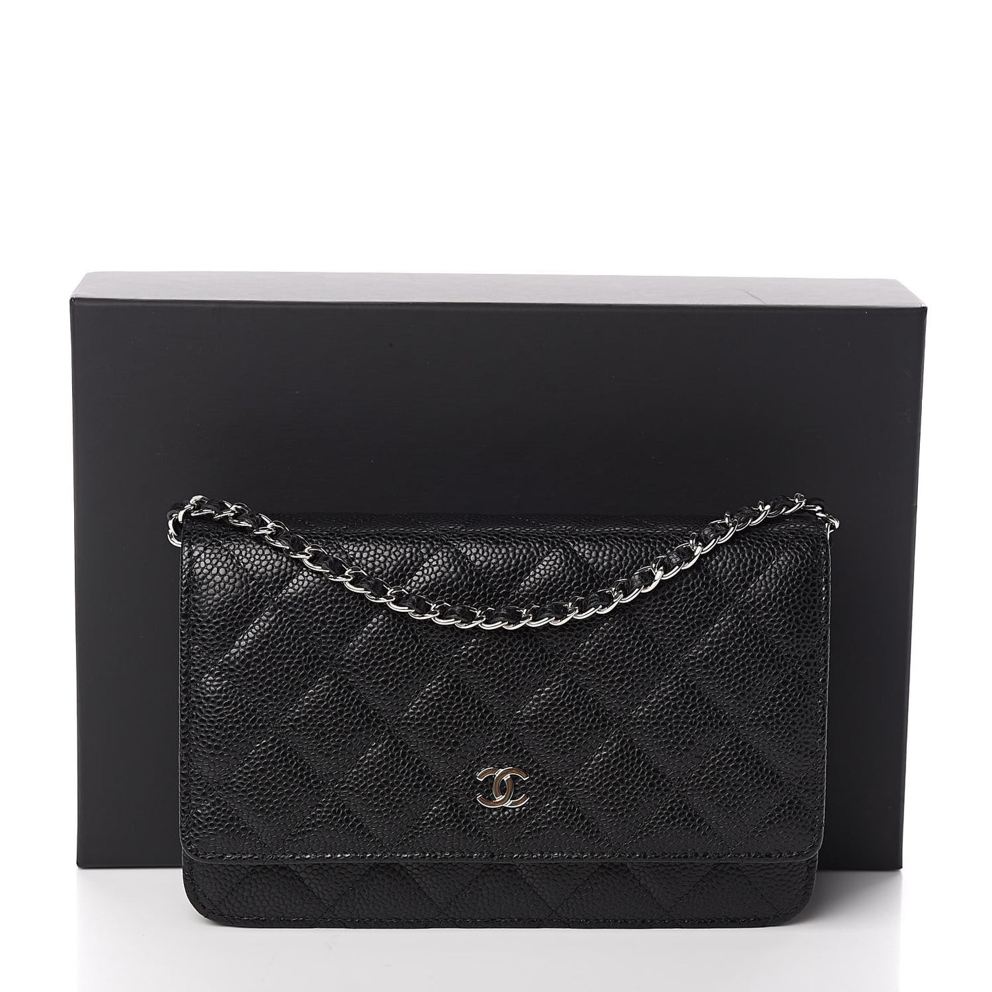 Caviar Quilted Wallet On Chain WOC Black