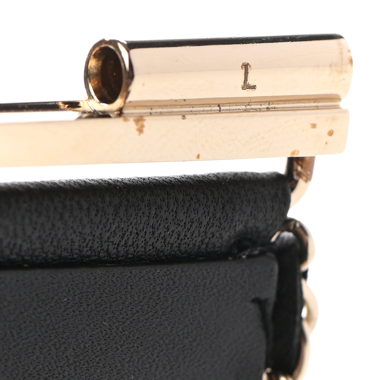 Lambskin Chain CC Cuff Bracelet Black Gold