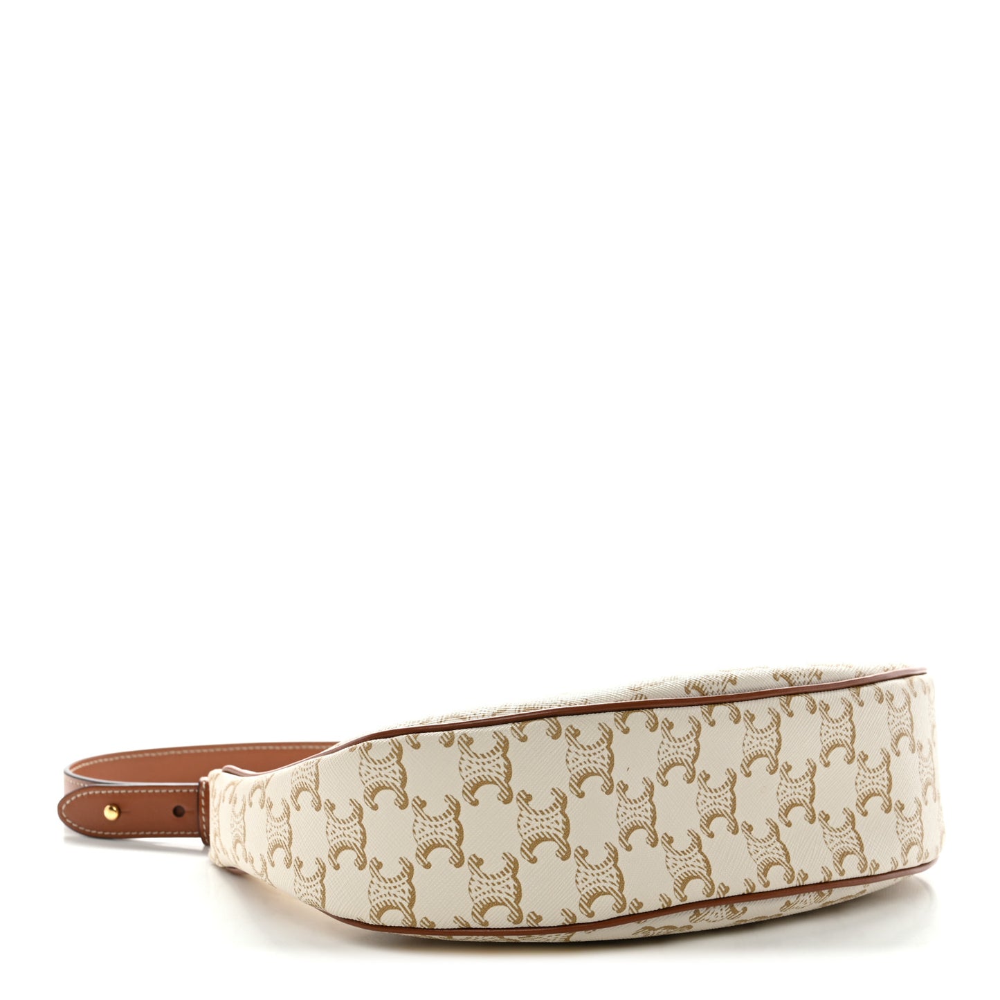 Canvas Calfskin Ava Triomphe Shoulder Bag White