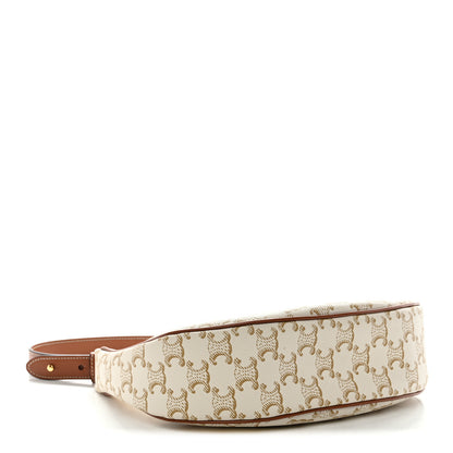 Celine Canvas Calfskin Ava Triomphe Shoulder Bag White 4 of 10