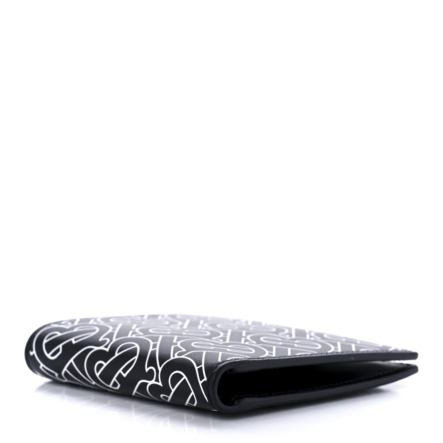 Calfskin Embossed Monogram Bi-Fold Wallet Black White