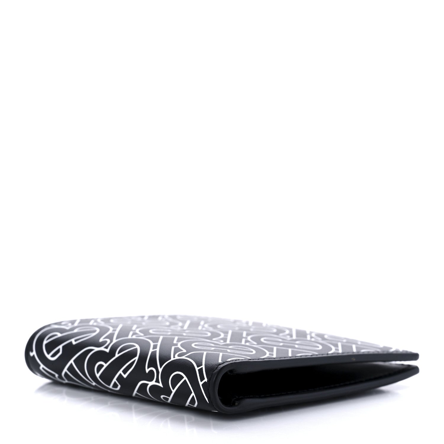 Burberry Calfskin Embossed Monogram Bi-Fold Wallet Black White 3 of 9