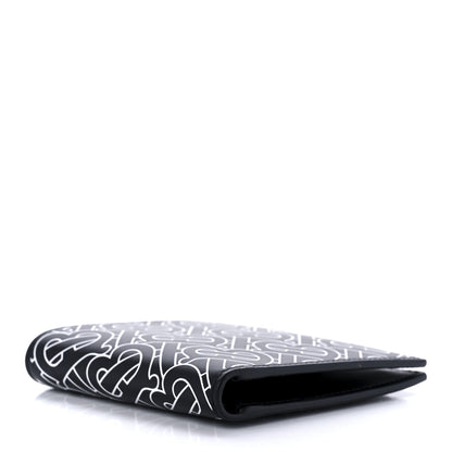 Burberry Calfskin Embossed Monogram Bi-Fold Wallet Black White 3 of 9