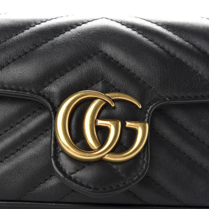 Gucci Calfskin Matelasse Super Mini GG Marmont Shoulder Bag Black 10 of 10