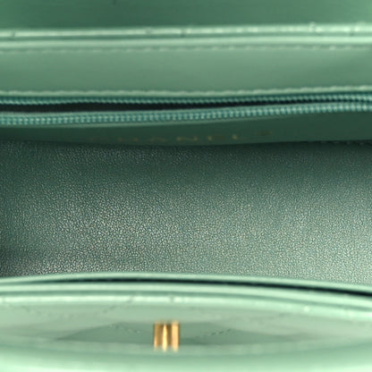 Chanel Shiny Aged Calfskin Quilted Nano Kelly Shopper Light Green 5 of 11
