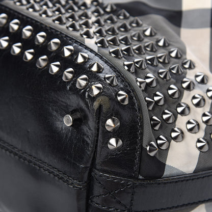 Burberry Nylon Beat Check Studded Hobo Black 13 of 22