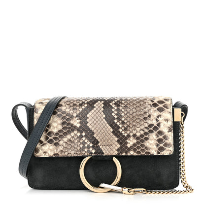 Chloe Python Calfskin Small Faye Shoulder Bag Blue 1 of 10