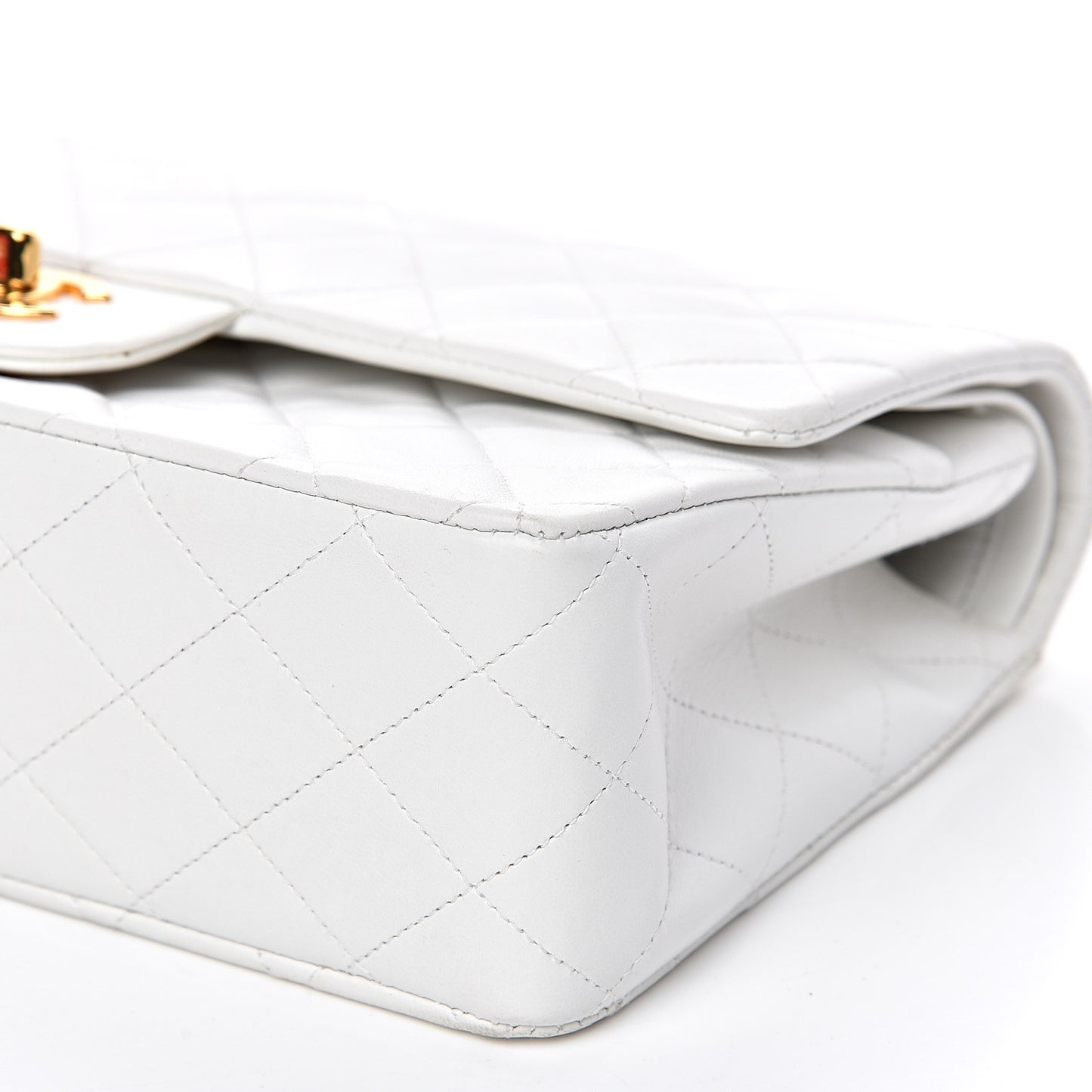 Lambskin Quilted Medium Double Flap White