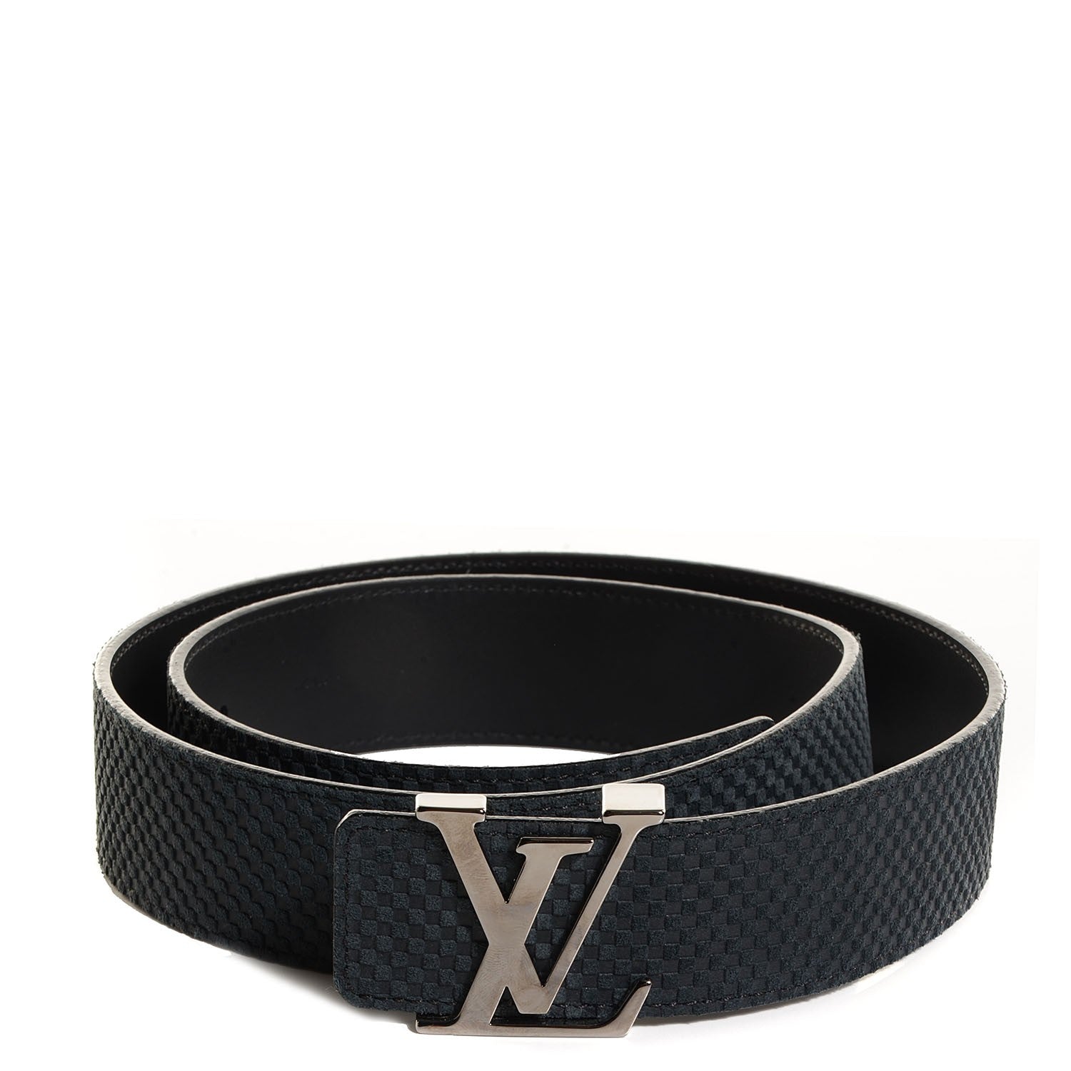 Louis Vuitton Suede Calfskin Mini Damier LV Initials 40MM Belt 95 38 Carbone 1 of 7