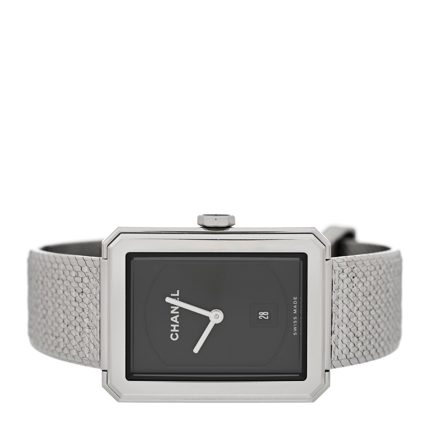 Stainless Steel 26mm Boy-friend Tweed Quartz Watch Black