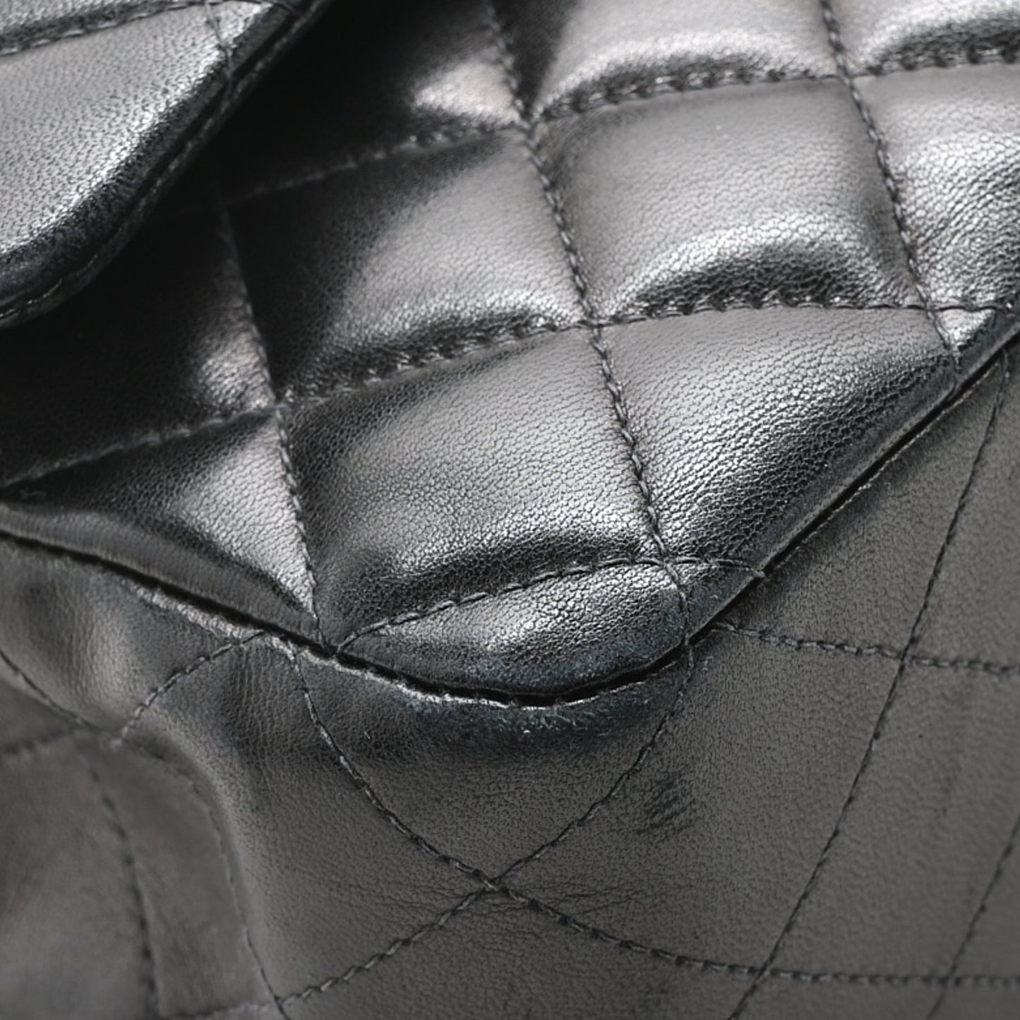 Lambskin Quilted Medium Double Flap Black