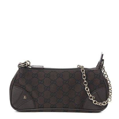 Gucci Monogram Studded Chain Clutch Dark Brown 1 of 10