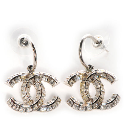 Chanel Baguette Crystal CC Dangle Earrings Silver 1 of 6