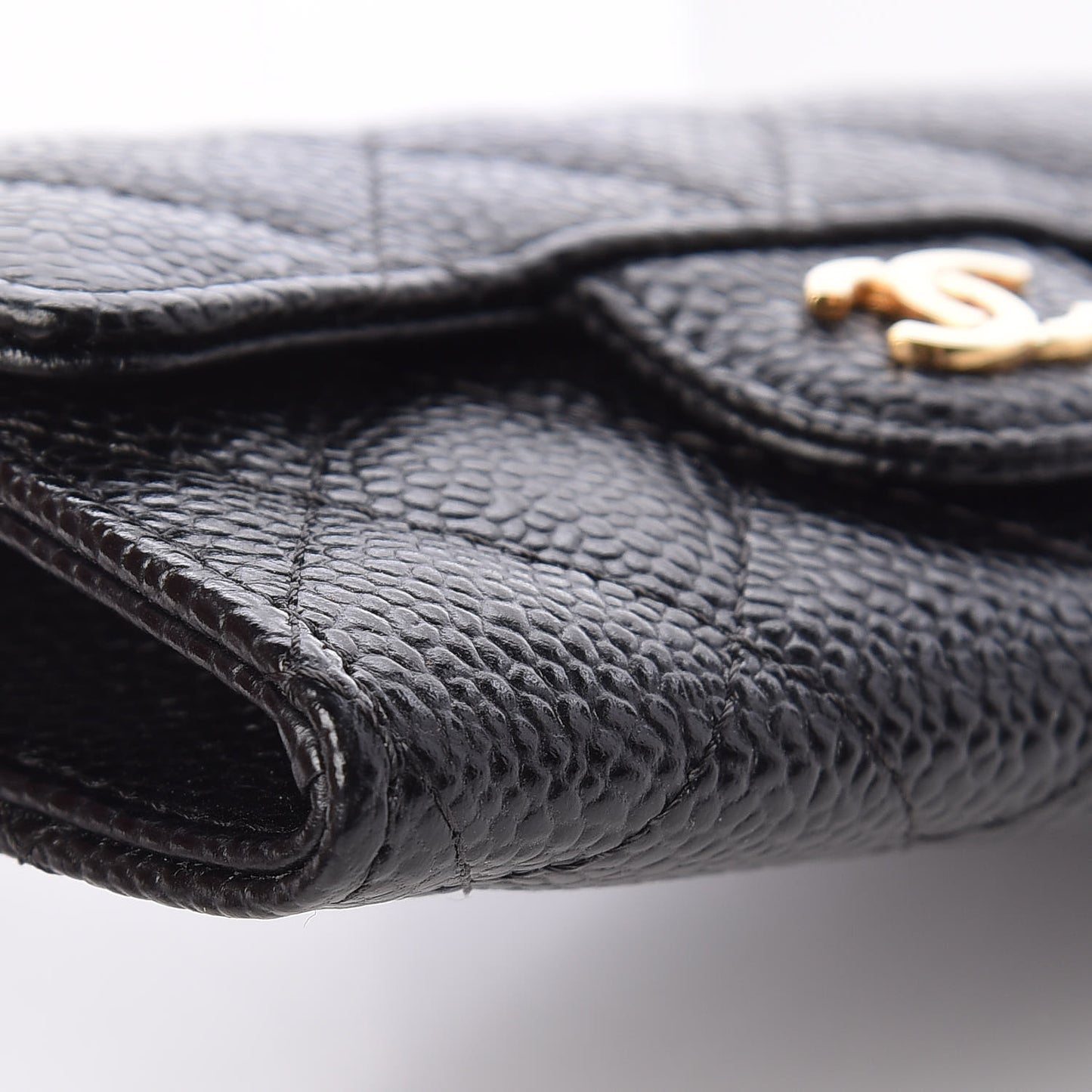 Caviar Quilted Flap Card Holder Black